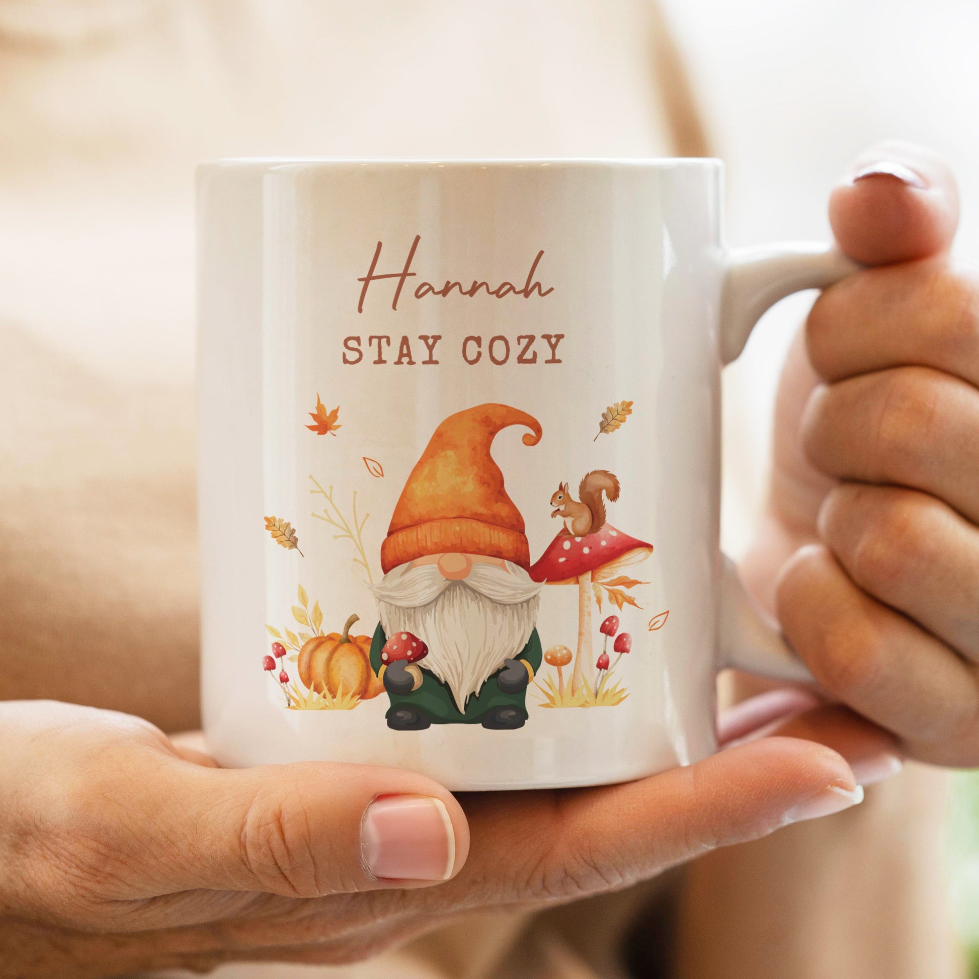 Personalised Autumn Gonk Mug Peach Bomb Fashion, Jewellery, Homeware & Gifts Mugs