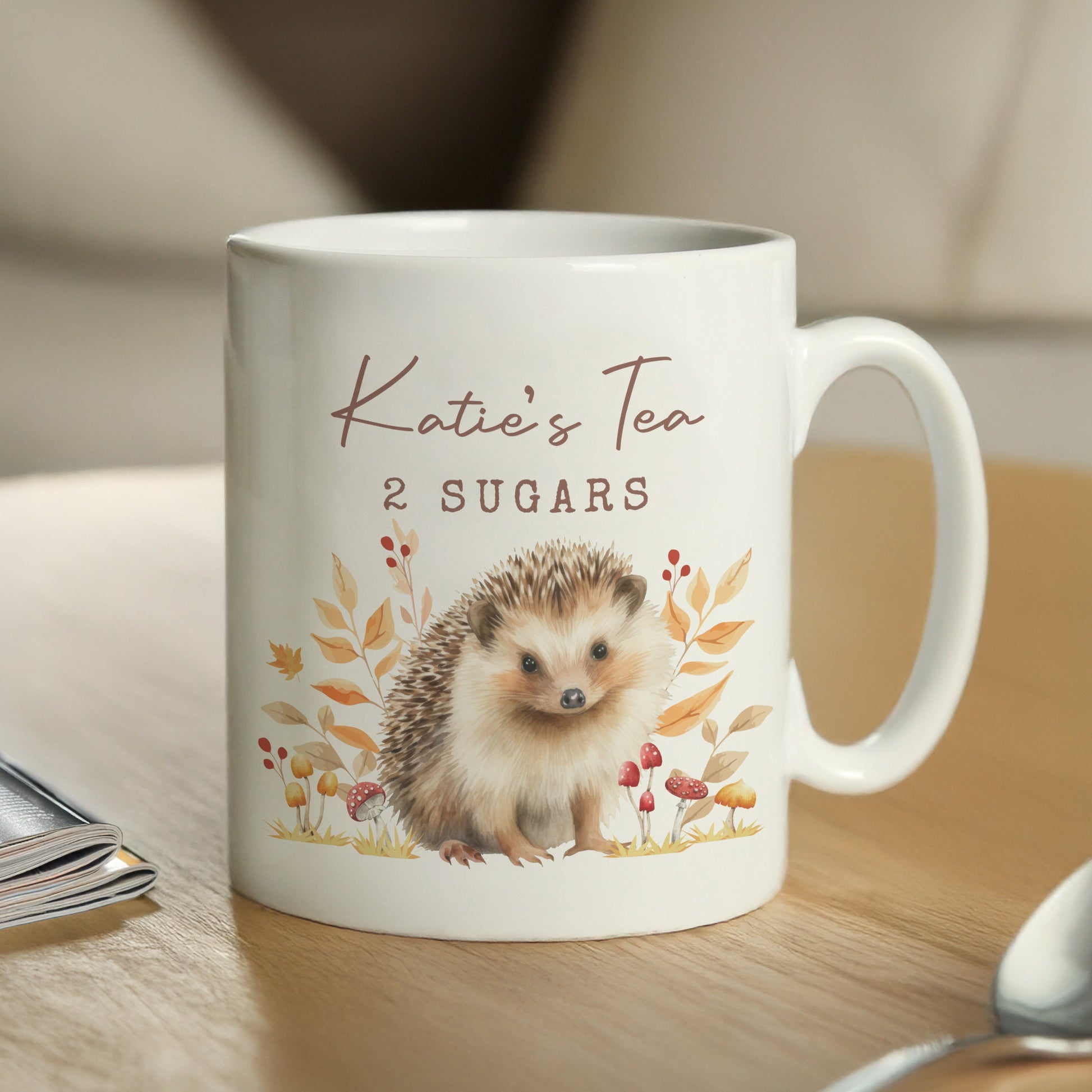 Personalised Hedgehog Mug Peach Bomb Fashion, Jewellery, Homeware & Gifts Mugs