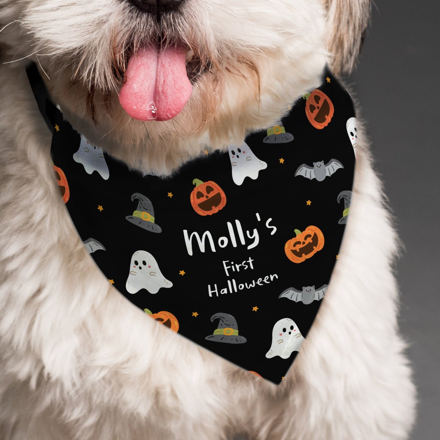 Personalised Halloween Dog Bandana Peach Bomb Fashion, Jewellery, Homeware & Gifts Pet Gifts