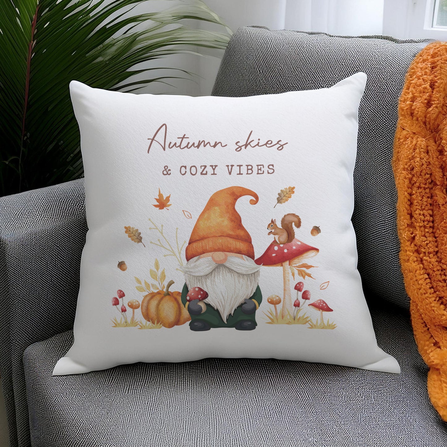 Personalised Autumn Gonk Cushion Peach Bomb Fashion, Jewellery, Homeware & Gifts Textiles
