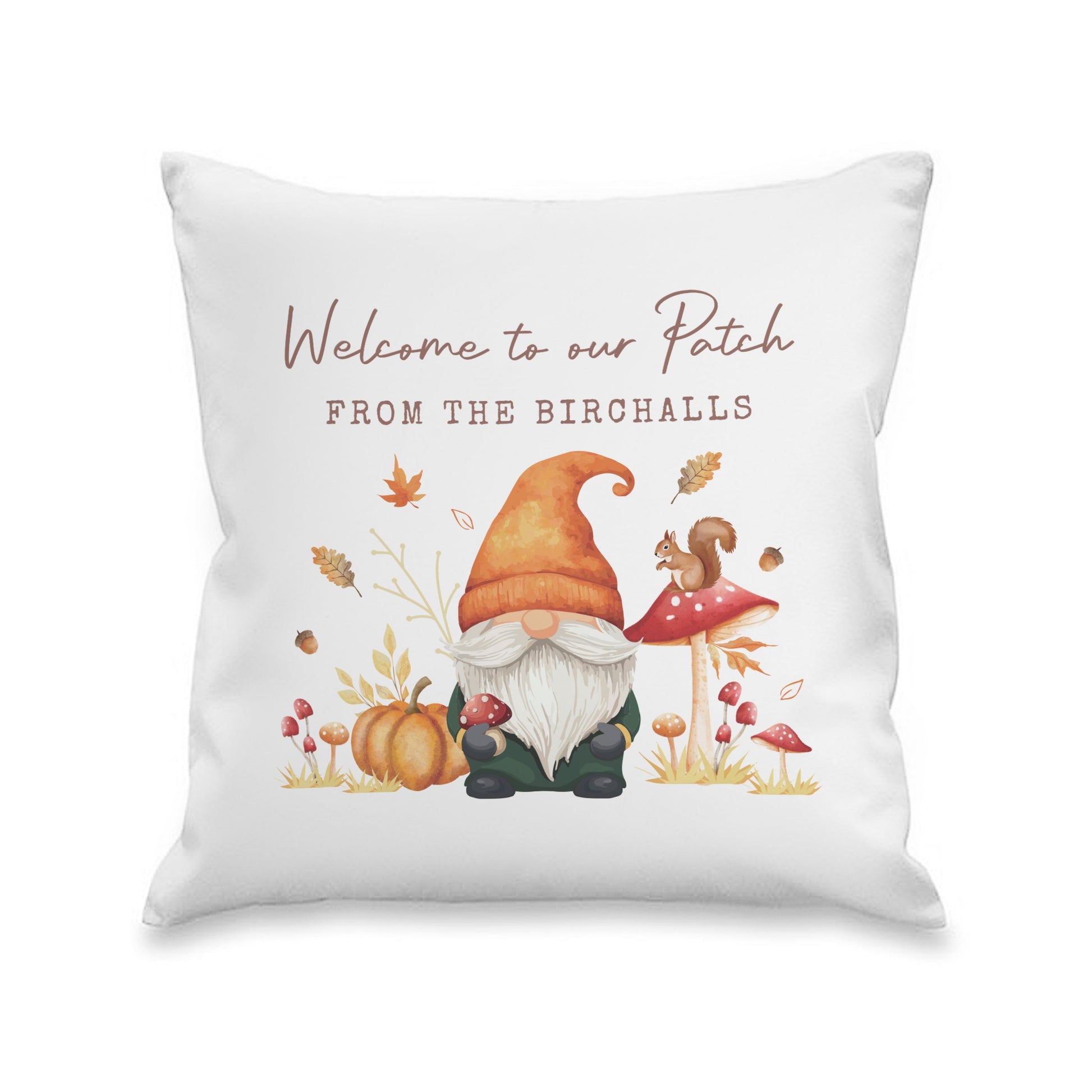Personalised Autumn Gonk Cushion Peach Bomb Fashion, Jewellery, Homeware & Gifts Textiles