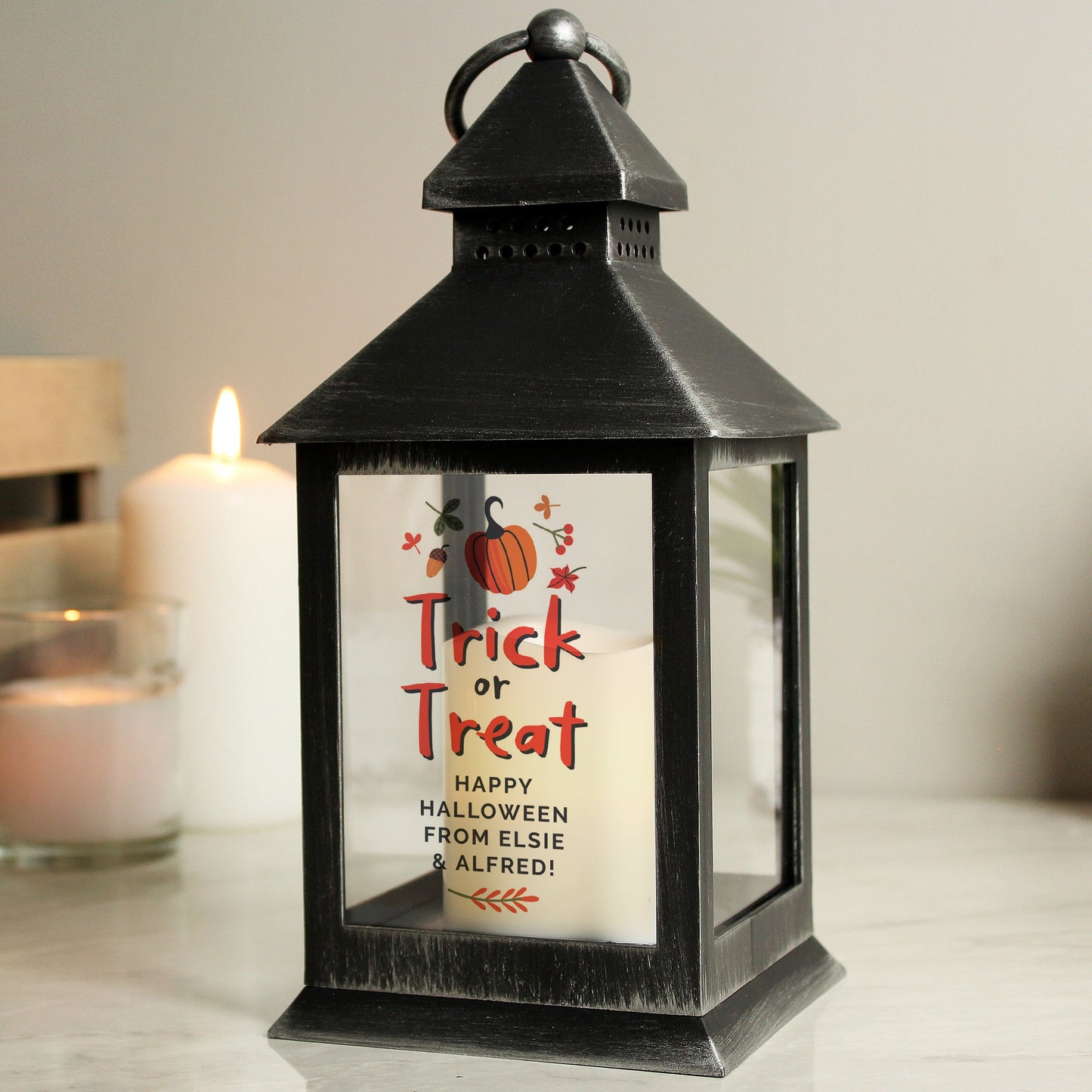 Personalised Trick or Treat Lantern Peach Bomb Fashion, Jewellery, Homeware & Gifts LED Lights, Candles & Decorations