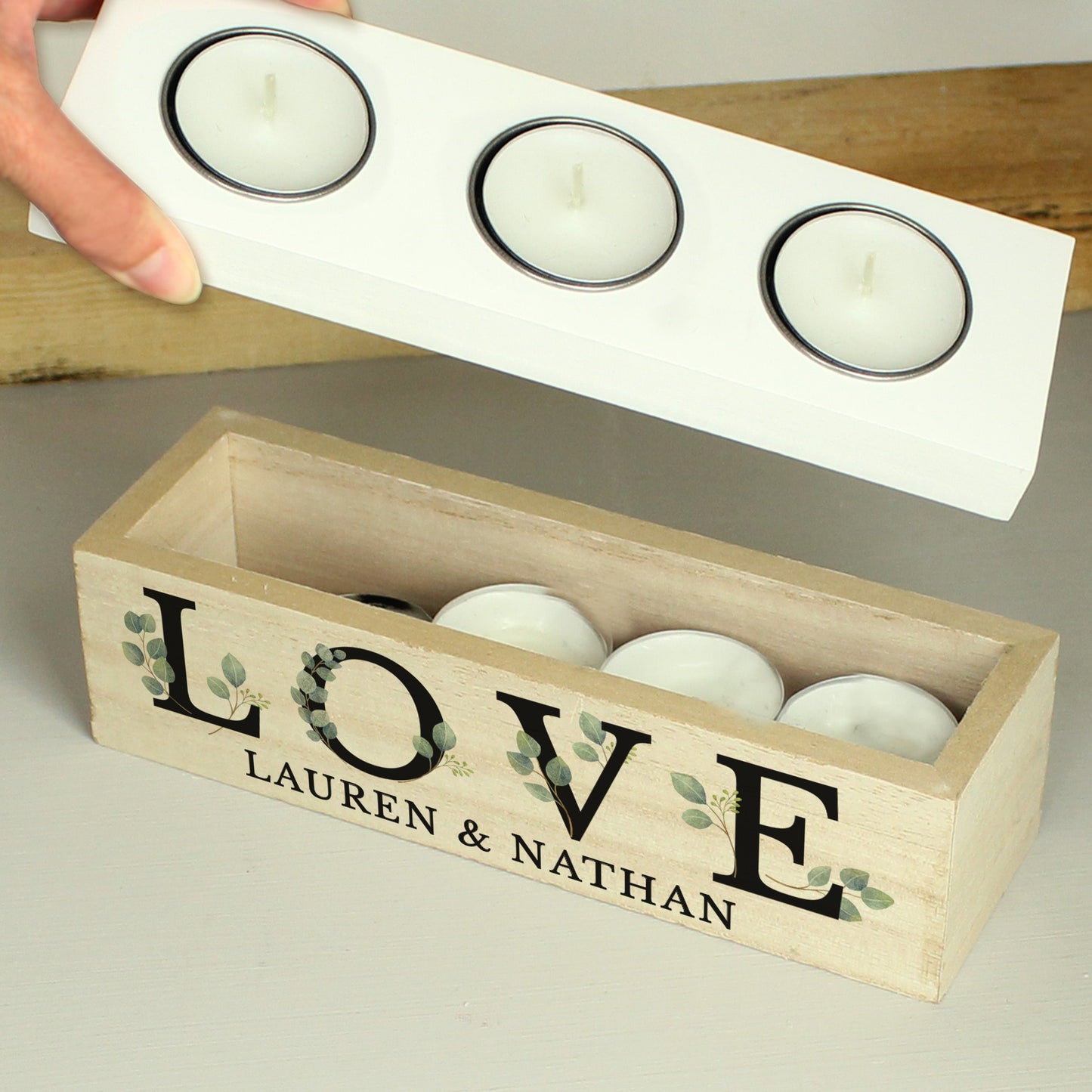 Personalised Botanical Triple Tea Light Box Peach Bomb Fashion, Jewellery, Homeware & Gifts Candles & Reed Diffusers