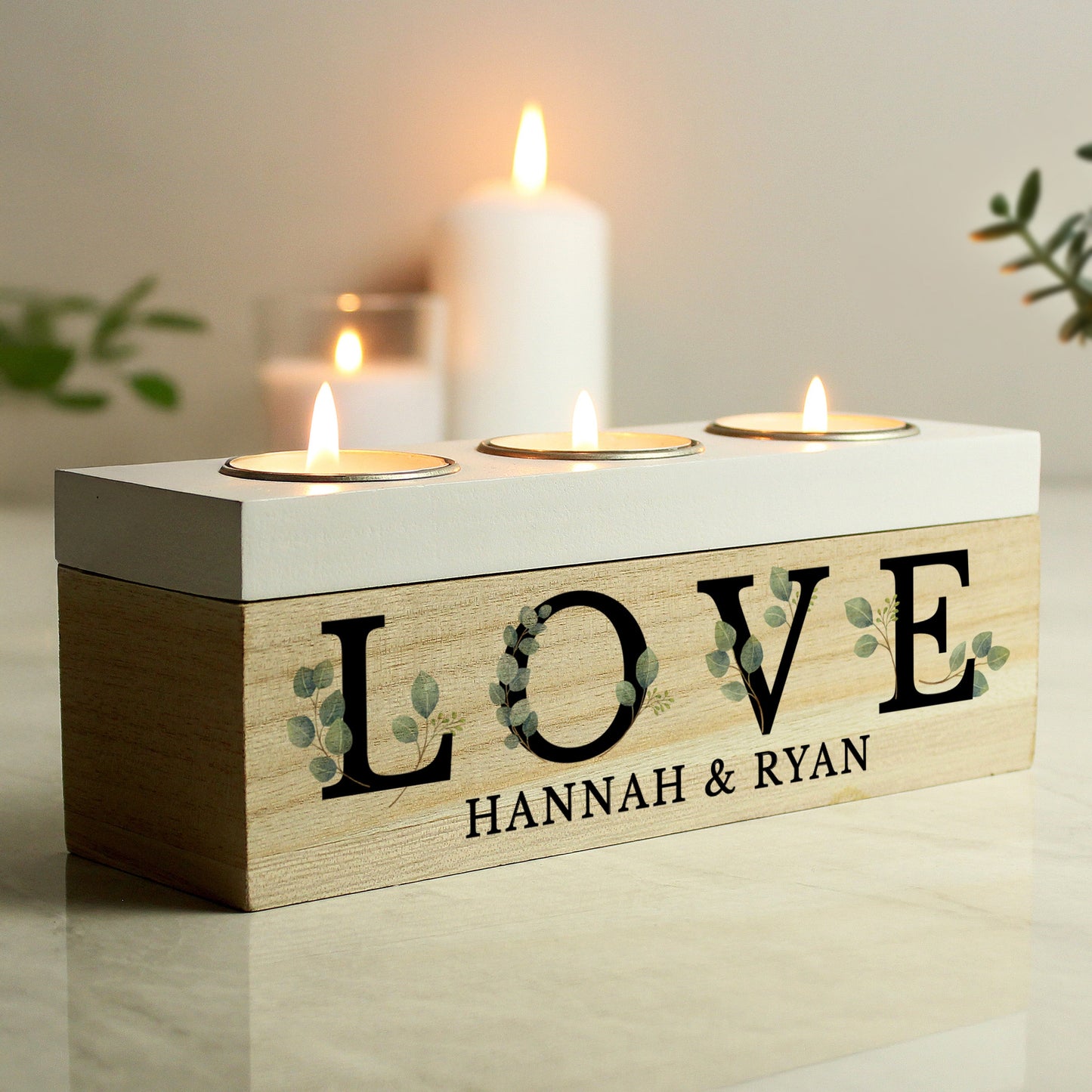 Personalised Botanical Triple Tea Light Box Peach Bomb Fashion, Jewellery, Homeware & Gifts Candles & Reed Diffusers