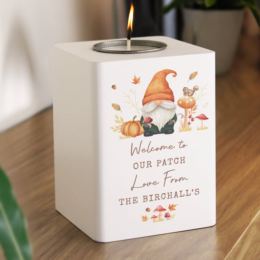 Personalised Autumn Gonk Tealight Holder Peach Bomb Fashion, Jewellery, Homeware & Gifts Candles & Reed Diffusers