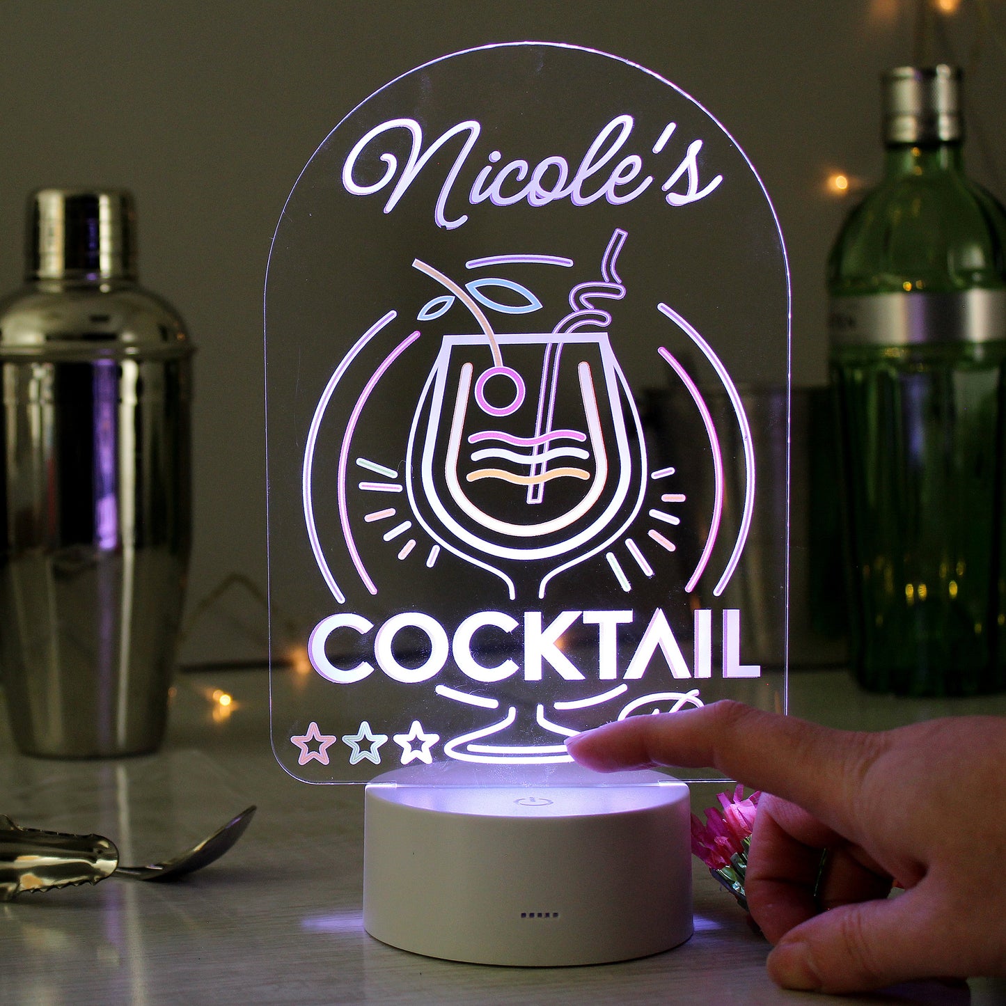 Personalised LED Colour Changing Cocktail Bar Sign Peach Bomb Fashion, Jewellery, Homeware & Gifts LED Lights, Candles & Decorations