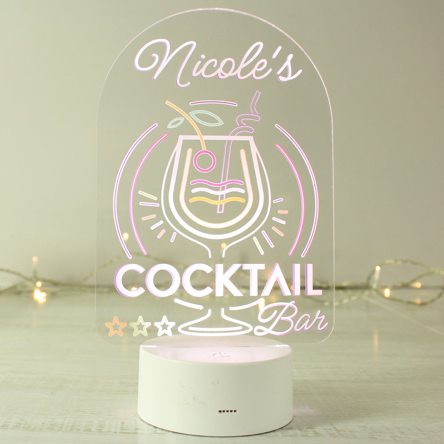 Personalised LED Colour Changing Cocktail Bar Sign Peach Bomb Fashion, Jewellery, Homeware & Gifts LED Lights, Candles & Decorations