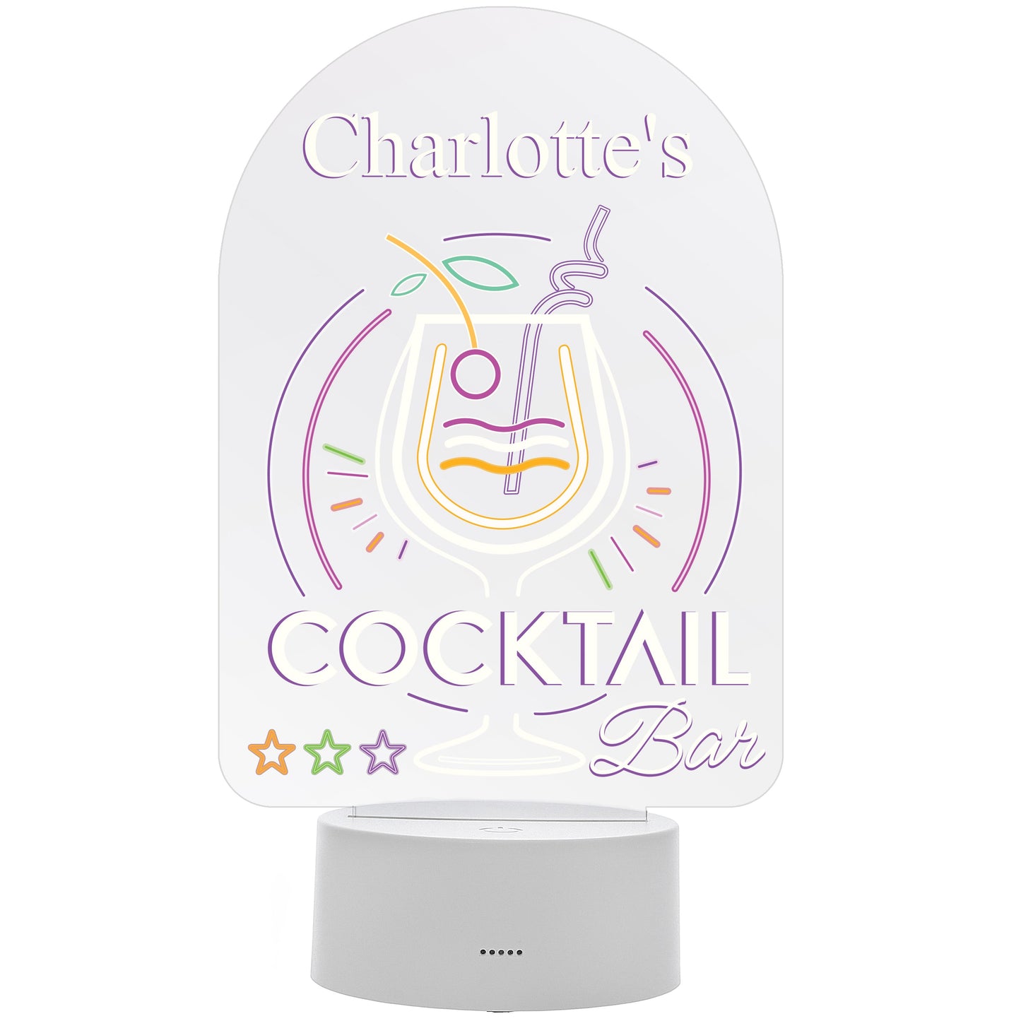 Personalised LED Colour Changing Cocktail Bar Sign Peach Bomb Fashion, Jewellery, Homeware & Gifts LED Lights, Candles & Decorations