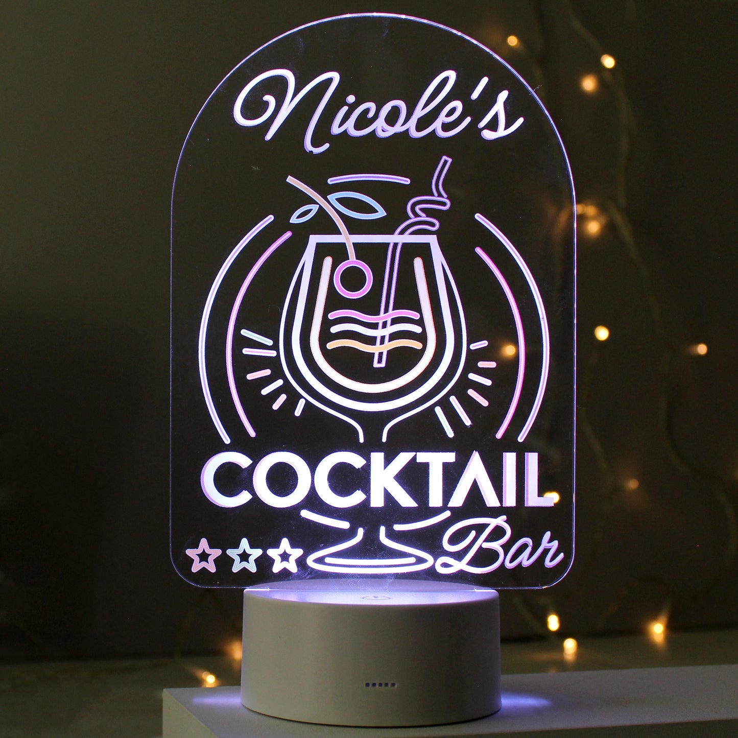 Personalised LED Colour Changing Cocktail Bar Sign Peach Bomb Fashion, Jewellery, Homeware & Gifts LED Lights, Candles & Decorations