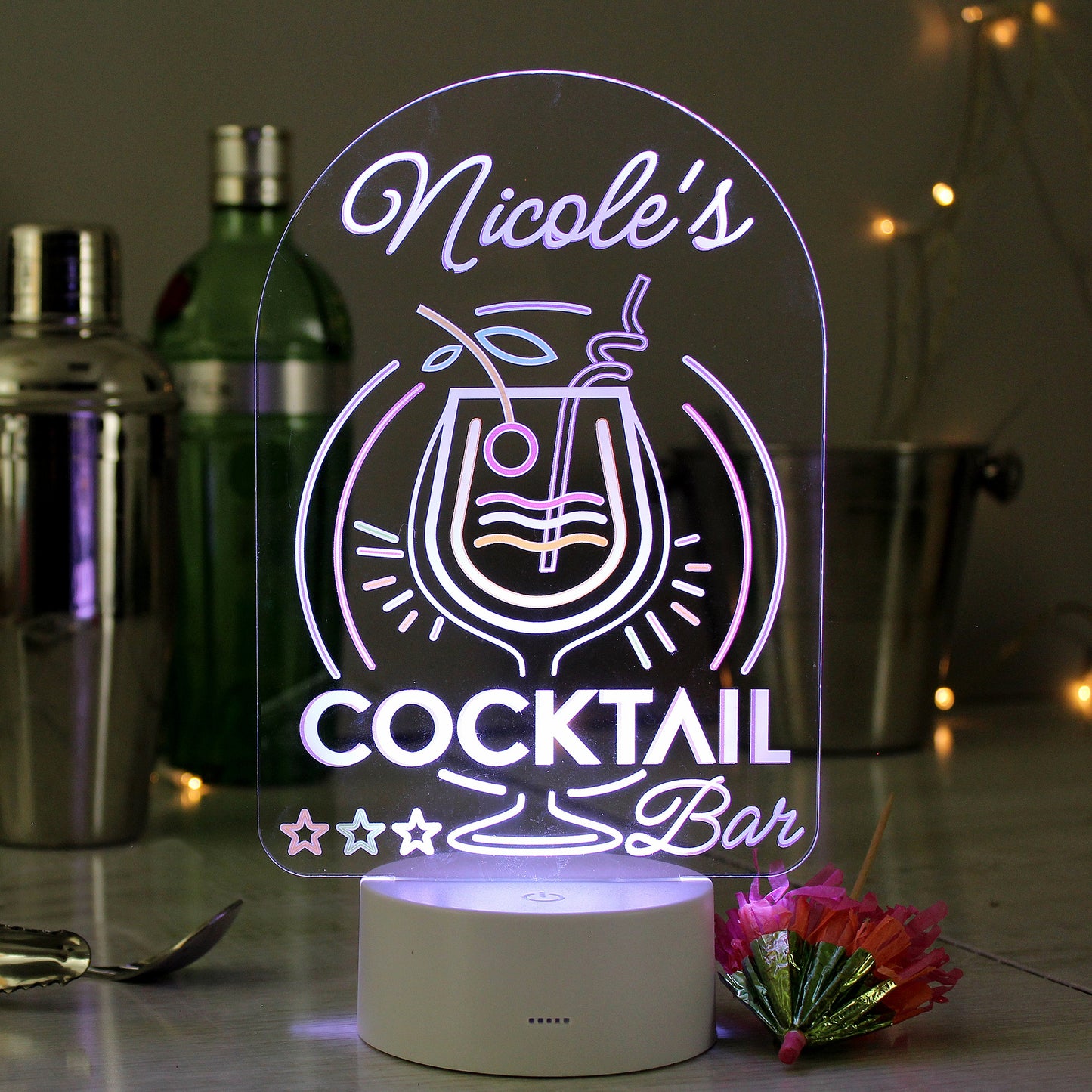 Personalised LED Colour Changing Cocktail Bar Sign Peach Bomb Fashion, Jewellery, Homeware & Gifts LED Lights, Candles & Decorations