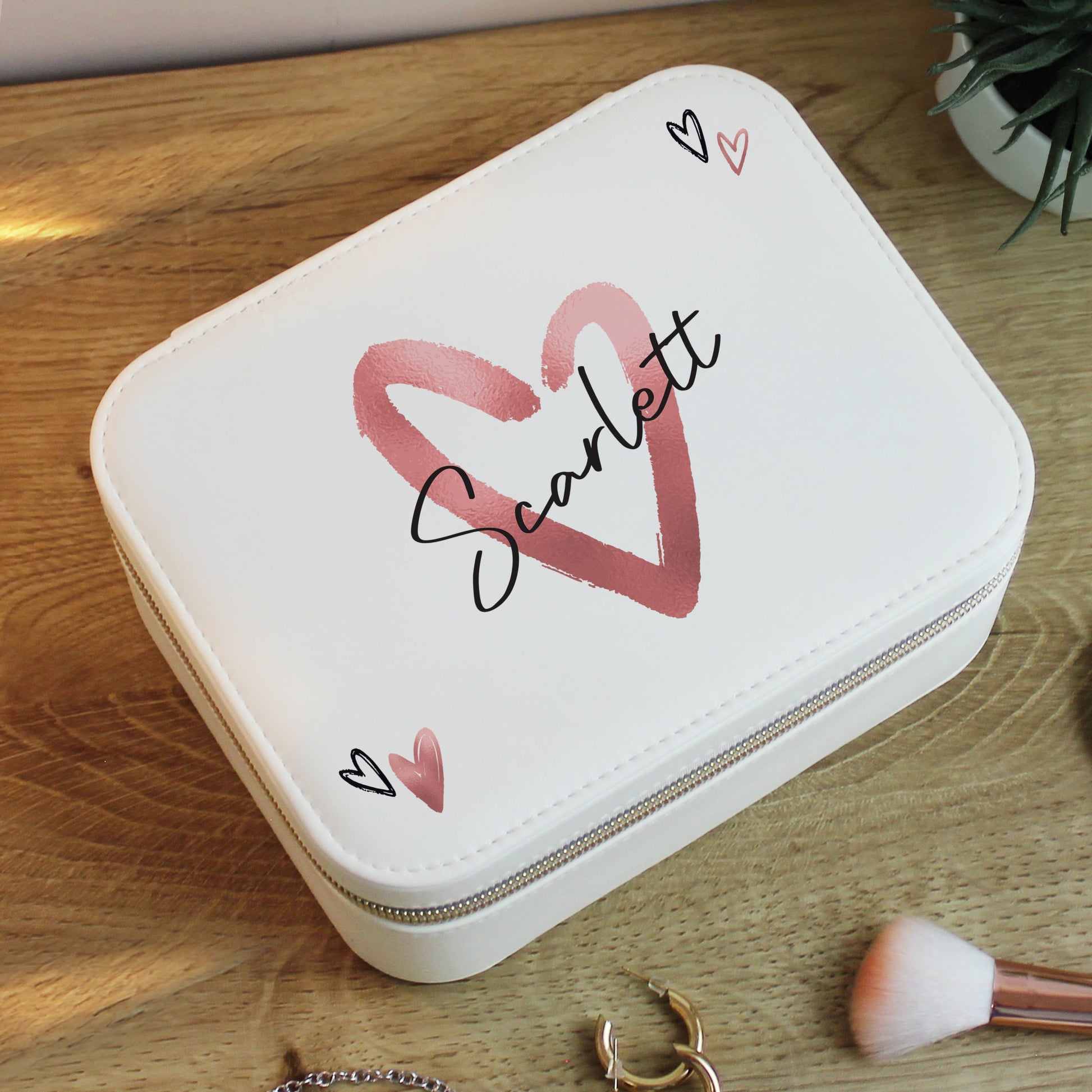Personalised Heart Travel Jewellery Box Peach Bomb Fashion, Jewellery, Homeware & Gifts Trinket, Jewellery & Keepsake Boxes