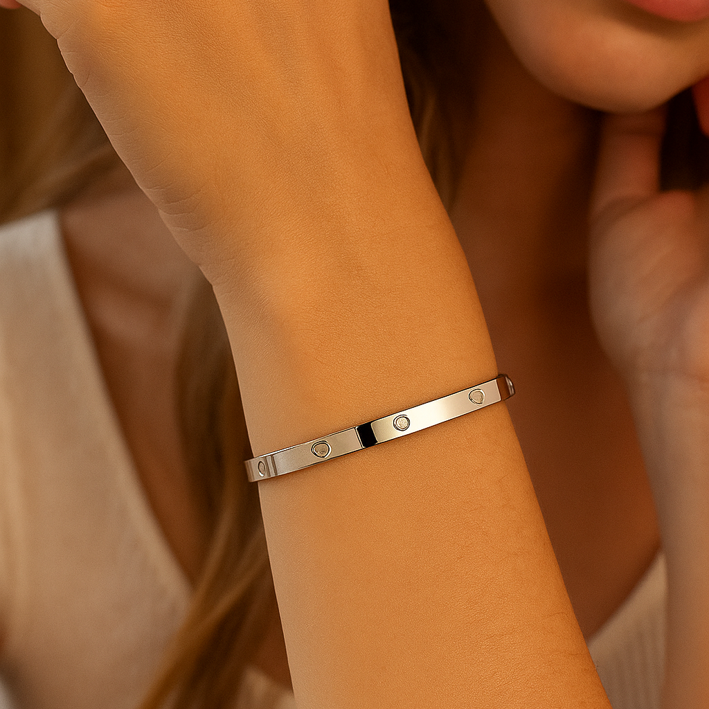 Love silver hinged gem bangle bracelet for women gift for her birthday anniversary sister mother daughter wife girlfriend cartier engraved luxury box