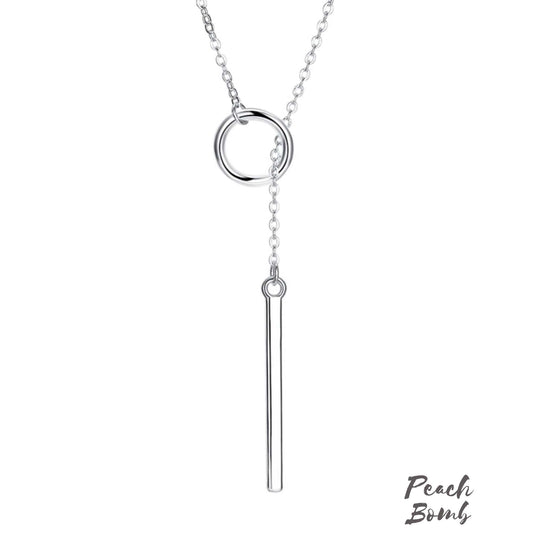 Sterling Silver Long Plunge Necklace Peach Bomb Fashion, Jewellery, Homeware & Gifts