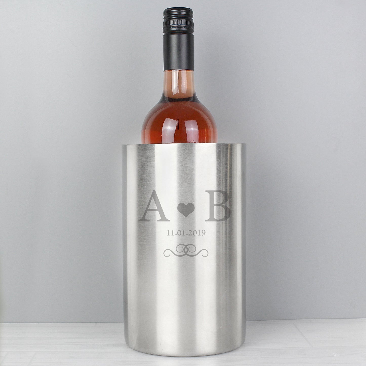 Personalised Monogram Stainless Steel Wine Cooler Glasses & Barware Peach Bomb