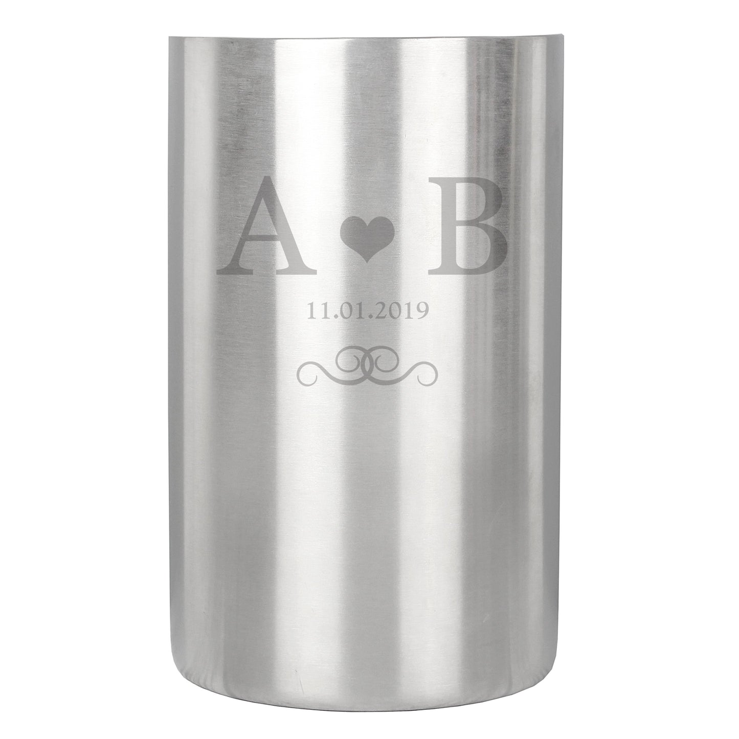 Personalised Monogram Stainless Steel Wine Cooler Glasses & Barware Peach Bomb