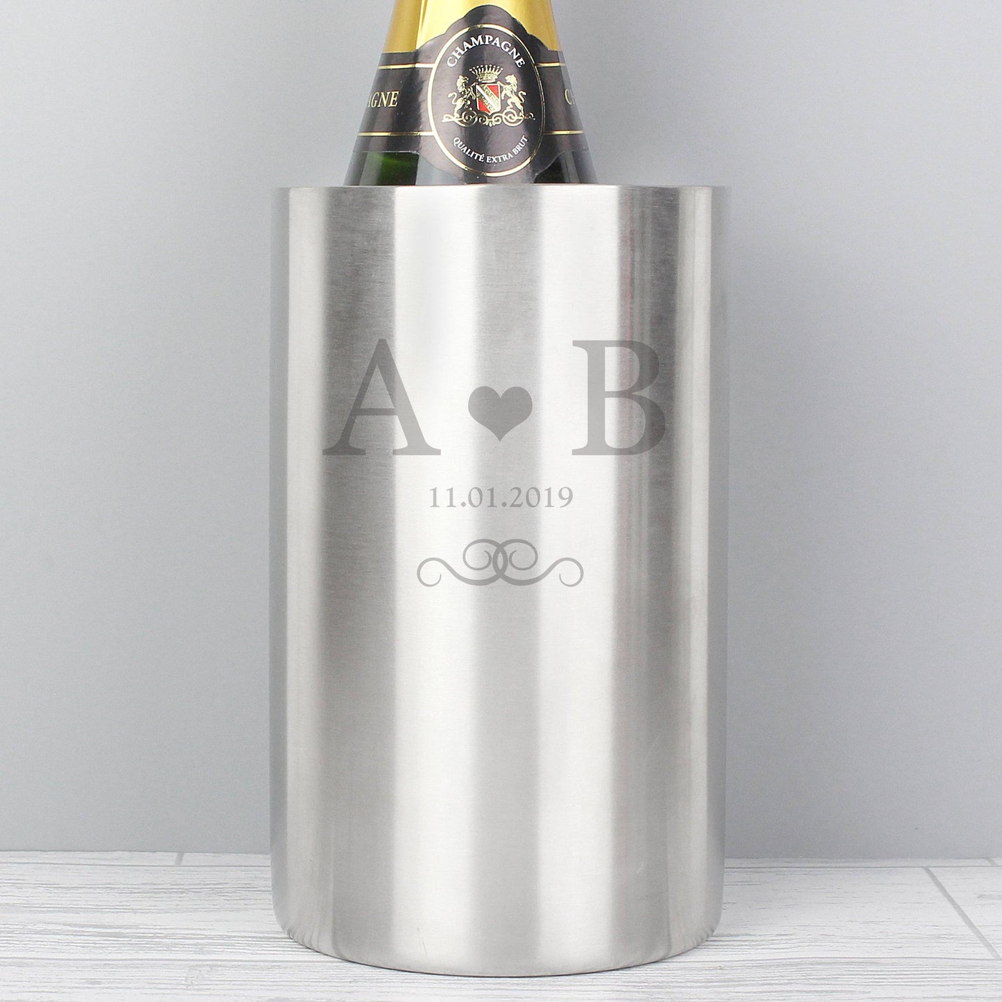 Personalised Monogram Stainless Steel Wine Cooler Glasses & Barware Peach Bomb