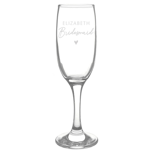 Personalised Bridesmaid Flute Glass with Heart | Gift for Her Peach Bomb Fashion, Jewellery, Homeware & Gifts Glasses & Barware