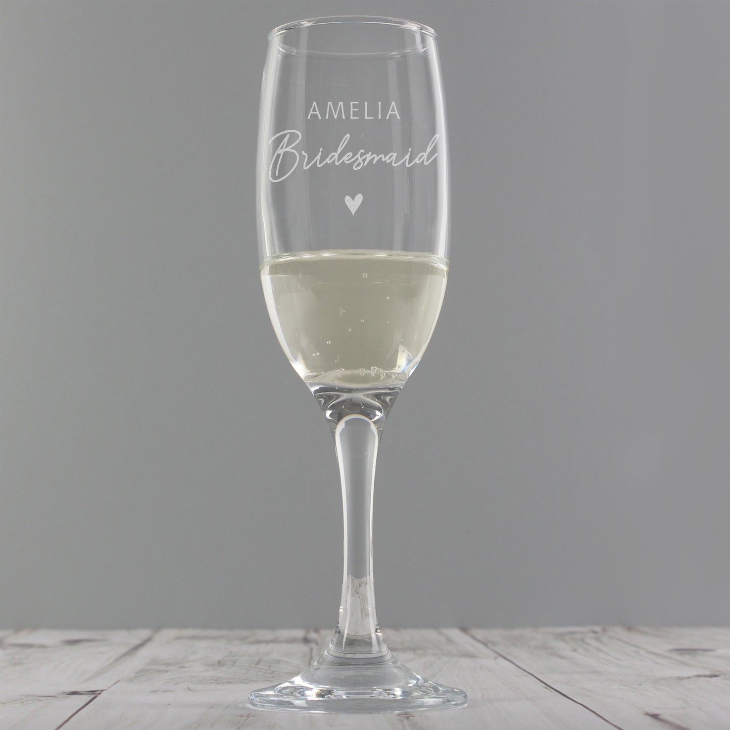 Personalised Bridesmaid Flute Glass with Heart | Gift for Her Peach Bomb Fashion, Jewellery, Homeware & Gifts Glasses & Barware