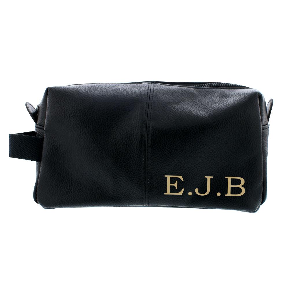 Personalised Mens Wash Bag Toilet Bag Leatherette Brown or Black Peach Bomb Fashion, Jewellery, Homeware & Gifts Accessories