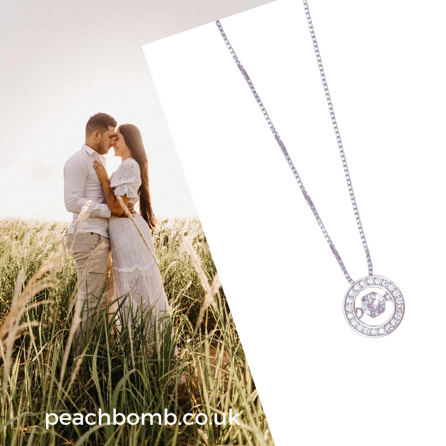 Sparkling Sterling Silver Cubic Zirconia Spinner Necklace Peach Bomb Fashion, Jewellery, Homeware & Gifts Jewellery