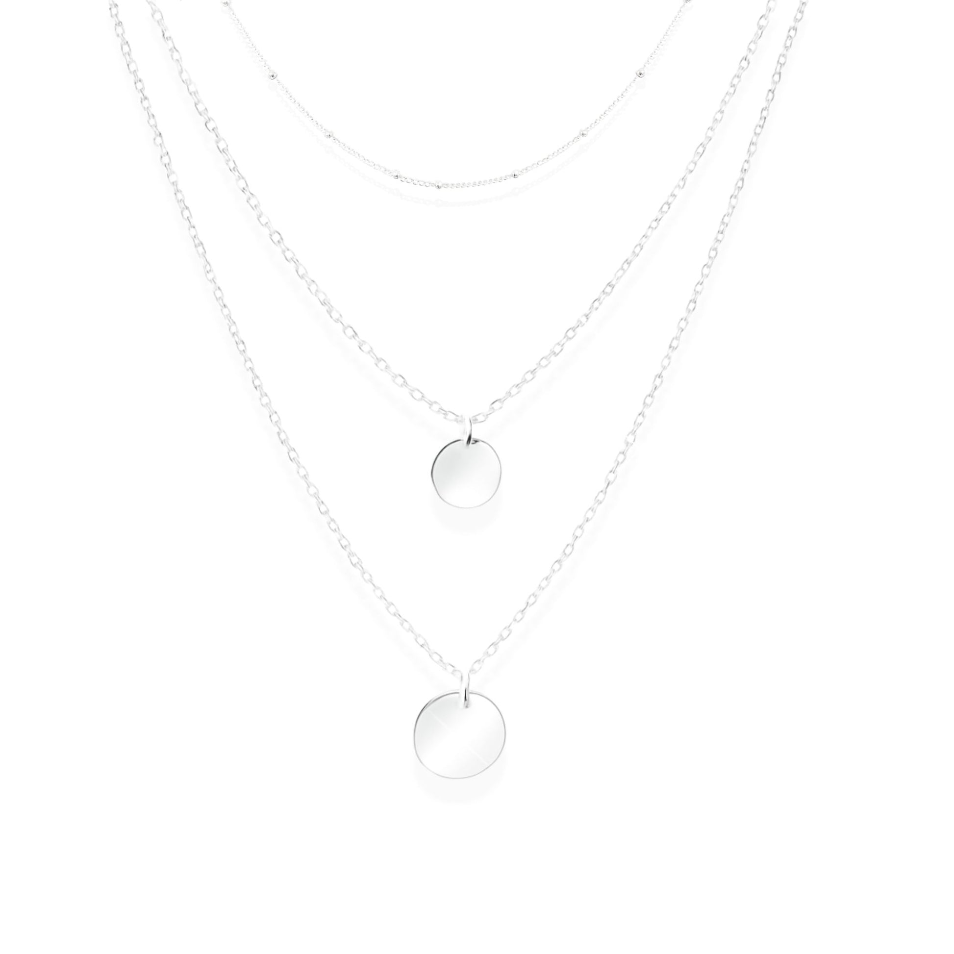 womens silver necklace with charms layered stacked in gift box for christmas birthday wife mum daughter sister
