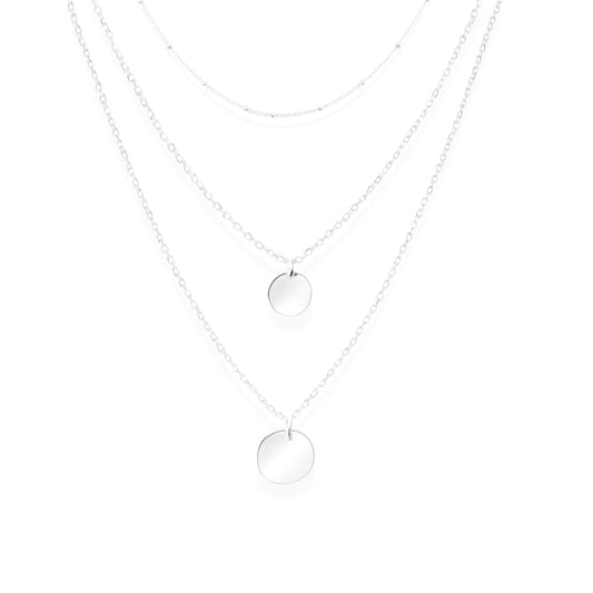 womens silver necklace with charms layered stacked in gift box for christmas birthday wife mum daughter sister
