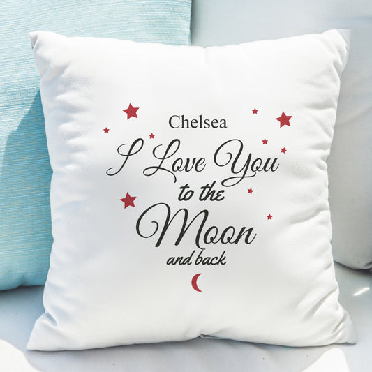 Personalised To The Moon & Back White Cushion Included