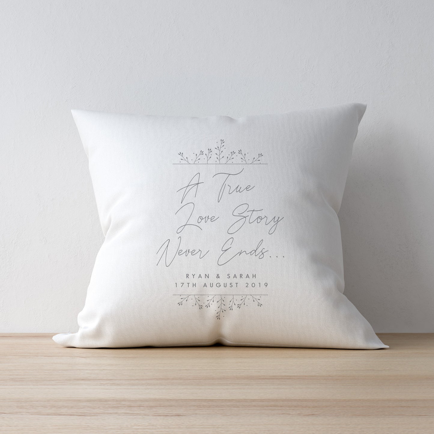 Personalised True Love Story White Cushion Peach Bomb Fashion, Jewellery, Homeware & Gifts Textiles