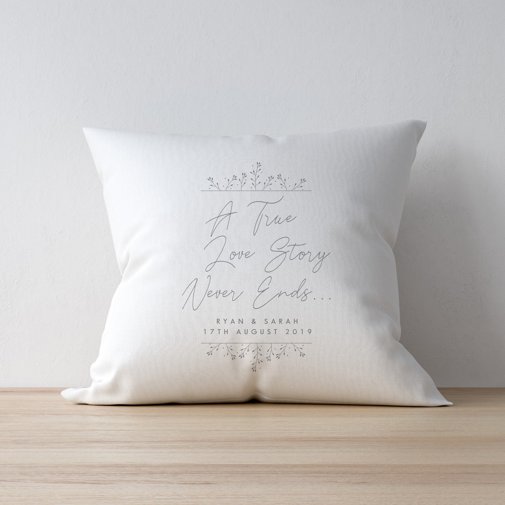 Personalised True Love Story White Cushion Peach Bomb Fashion, Jewellery, Homeware & Gifts Textiles