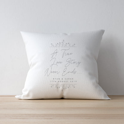 Personalised True Love Story White Cushion Peach Bomb Fashion, Jewellery, Homeware & Gifts Textiles