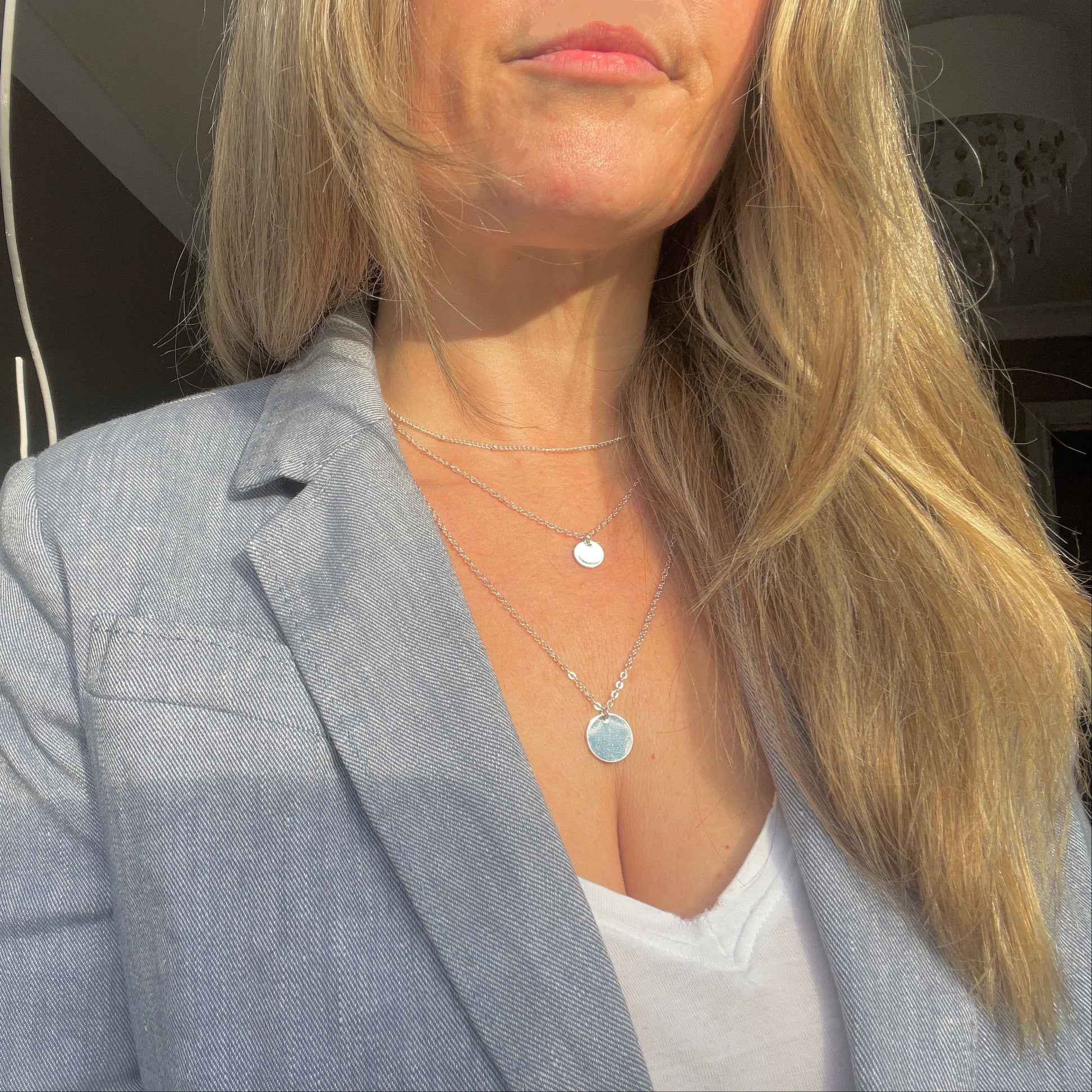 womens silver necklace with charms layered stacked in gift box for christmas birthday wife mum daughter sister
