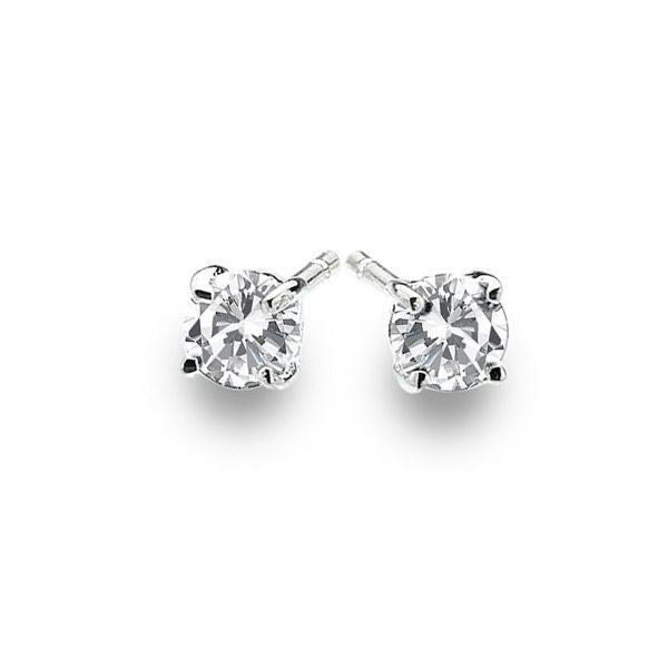 Silver Earrings for Women and Men. Sparkling Diamond Stud Style in Gift Box