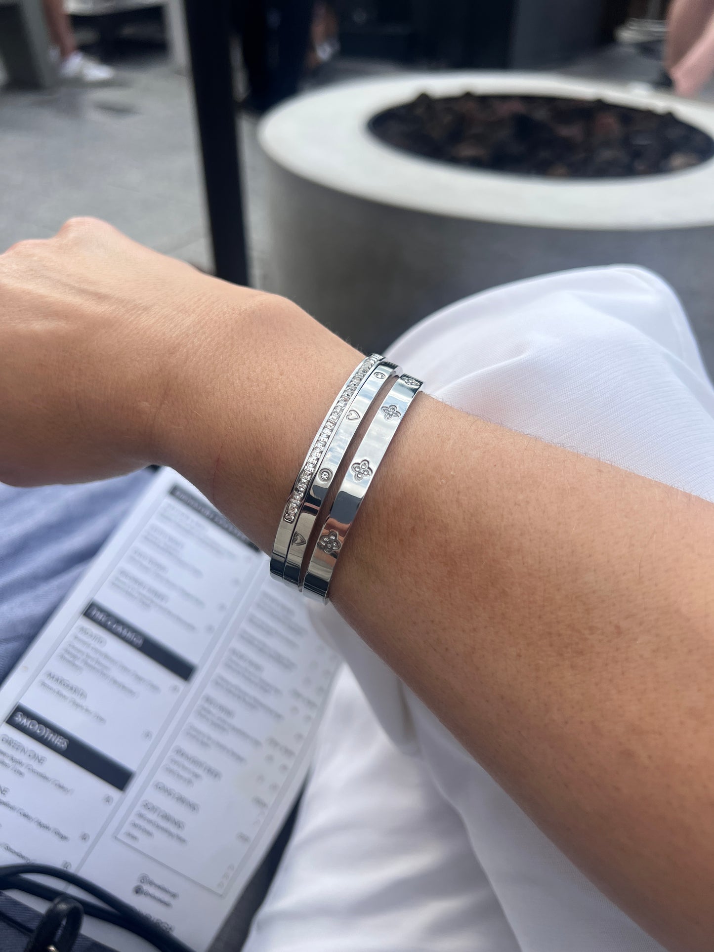 Love is All Around Clover & Gems Double Bangle Bracelet Bundle