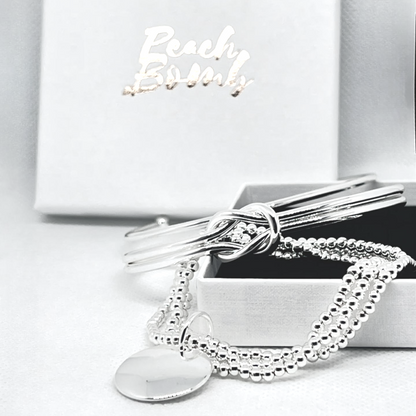 Trio of Stacked Bangle Set with Stretch Beaded Bracelet