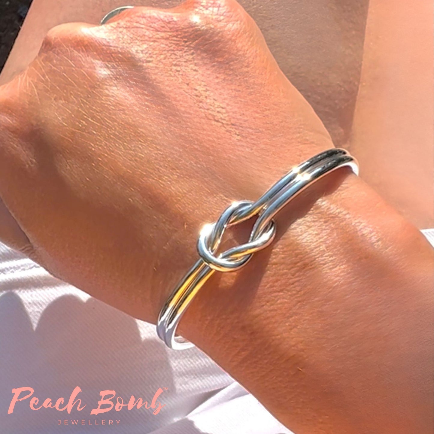 Silver Knot Infinity Bangle Bracelet