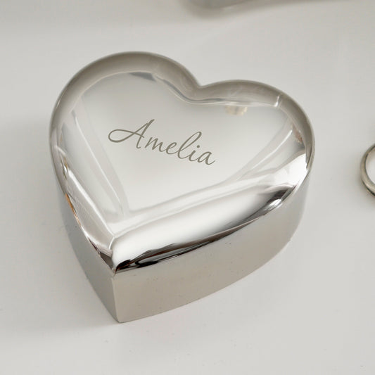 Personalised Name Only Heart Trinket Box Peach Bomb Fashion, Jewellery, Homeware & Gifts Trinket, Jewellery & Keepsake Boxes