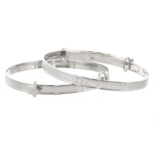 Personalised Sterling Silver Childs Expanding Diamante Star Bracelet Peach Bomb Fashion, Jewellery, Homeware & Gifts Jewellery