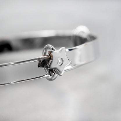 Personalised Sterling Silver Childs Expanding Diamante Star Bracelet Peach Bomb Fashion, Jewellery, Homeware & Gifts Jewellery