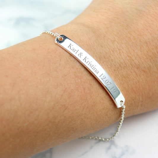 silver bar id BRACELET for him her birthday anniversary birthday friendship wedding mother mum auntie girlfriend wife sister boyfriend husband 