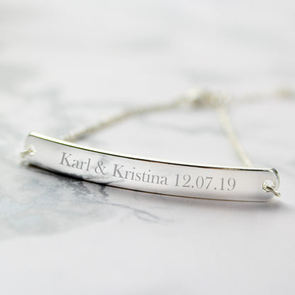 silver bar id BRACELET gift for him her birthday anniversary birthday friendship wedding mother mum auntie girlfriend wife sister boyfriend husband 