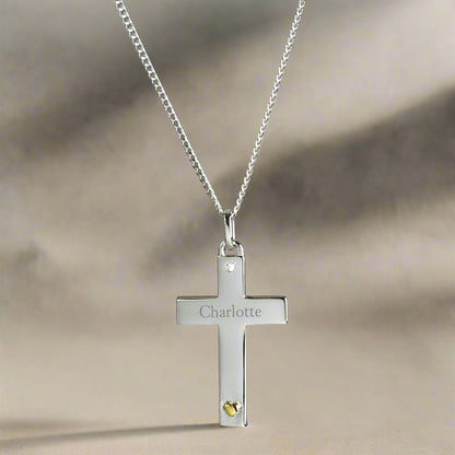 cross necklace crucifix personalised gold silver heart gift for her him religious sterling 925 birthday christmas daughter mother grandmother granny auntie sister girlfriend wife communion 