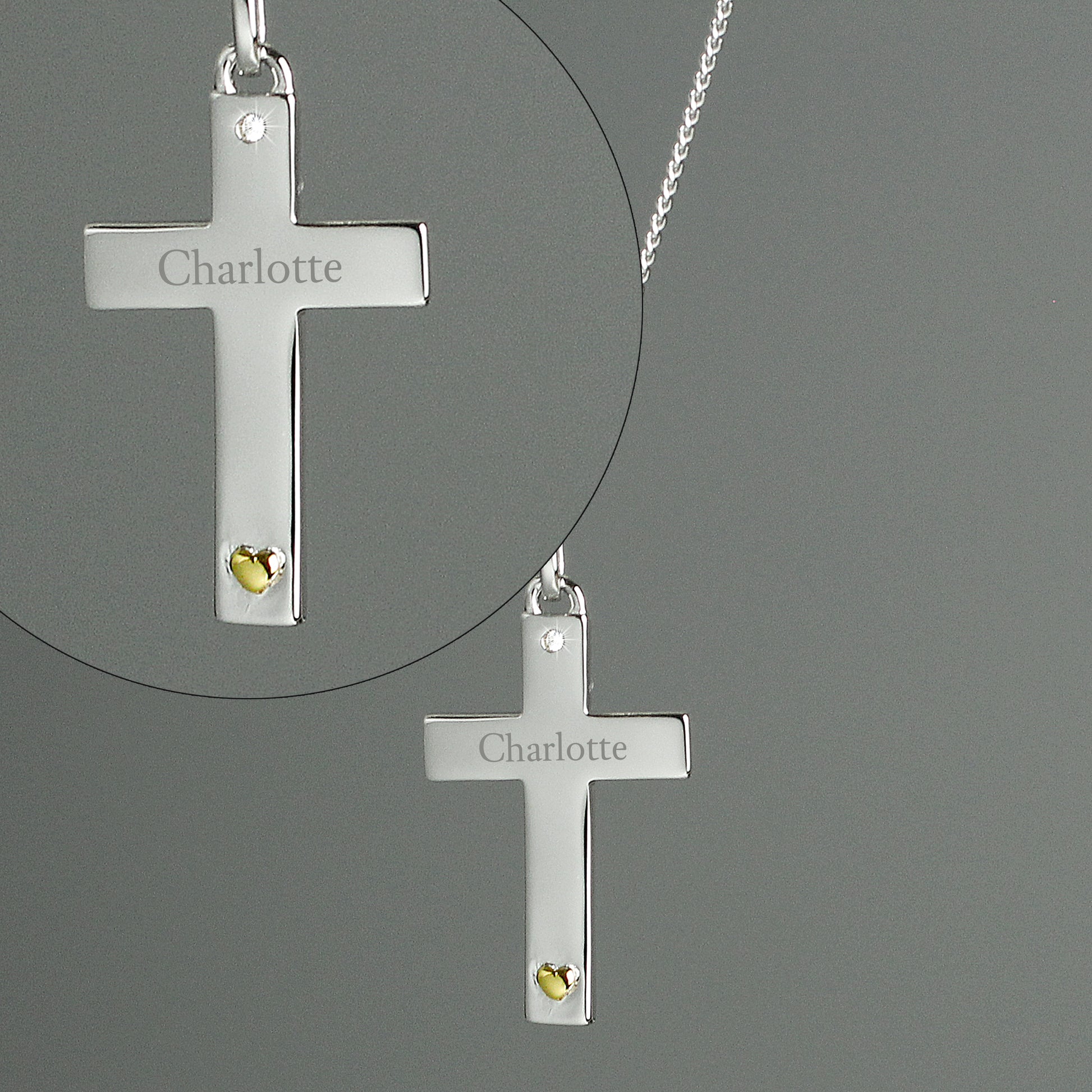 cross necklace crucifix personalised gold silver heart gift for her him religious sterling 925 birthday christmas daughter mother grandmother granny auntie sister girlfriend wife communion 
