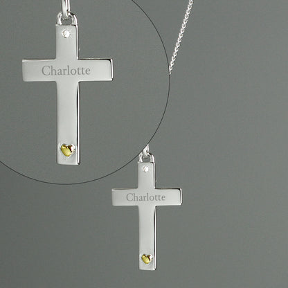 cross necklace crucifix personalised gold silver heart gift for her him religious sterling 925 birthday christmas daughter mother grandmother granny auntie sister girlfriend wife communion 