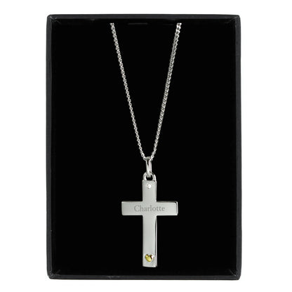 cross necklace crucifix personalised gold silver heart gift for her him religious sterling 925 birthday christmas daughter mother grandmother granny auntie sister girlfriend wife communion 