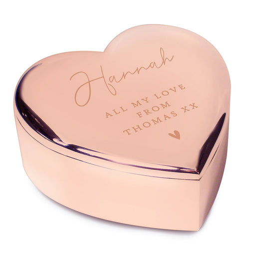 Personalised Free Text Rose Gold Heart Trinket Box Peach Bomb Fashion, Jewellery, Homeware & Gifts Trinket, Jewellery & Keepsake Boxes