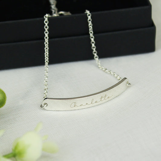Personalised Name Only Silver Tone ID Bar Bracelet