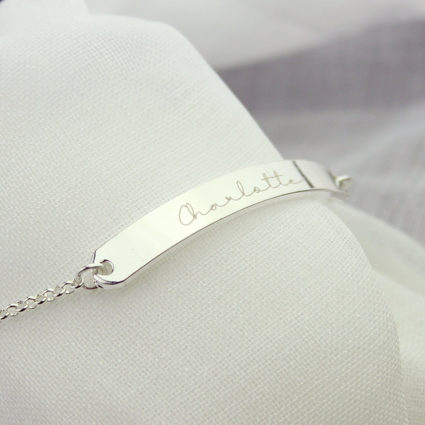 Personalised Name Only Silver Tone ID Bar Bracelet