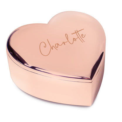 Engraved Rose Gold Heart Trinket Box Personalised