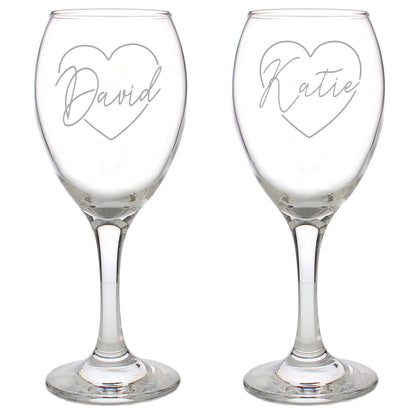 Personalised Heart Name Wine Glass Set Peach Bomb Fashion, Jewellery, Homeware & Gifts Glasses & Barware