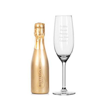 Personalised Flute & Mini Gold Bottega Prosecco Set Peach Bomb Fashion, Jewellery, Homeware & Gifts Alcohol